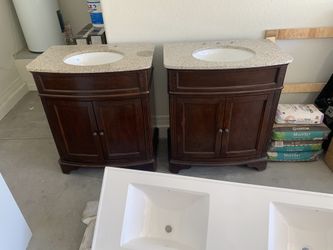 (2) Damaged Brown 36” Bathroom Vanities