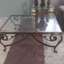 Glass And Metal Coffee Table 48 Wide