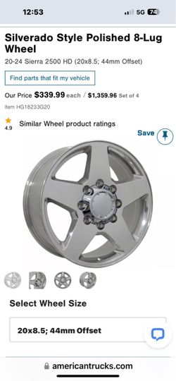 Silverado Style Polished 8-Lug Wheel 20x8.5