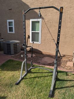 Squat track with pull-up bar and cable