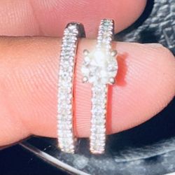 Adrianna Papell 14k Diamond Wedding Ring Set
