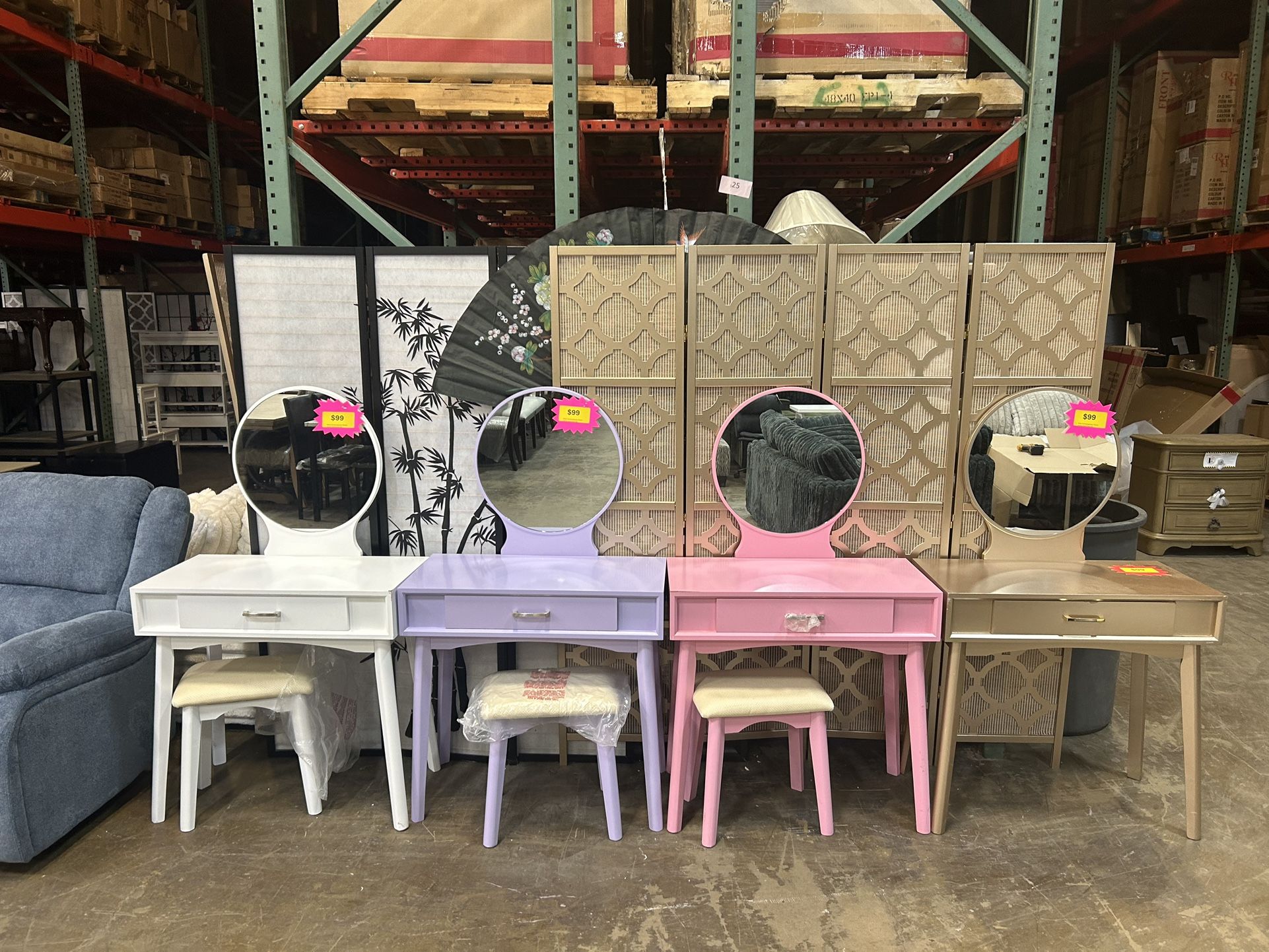 πππbest Christmas Gift Maly Contemporary Wood Vanity and Stool Set,