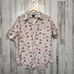 Disney Pixar Toy Story 4 Pizza Planet Button Up Shirt Men’s XL  Red Graphic Shor