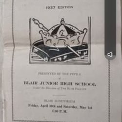 1937 Blair Junior High School Program For "Patches"