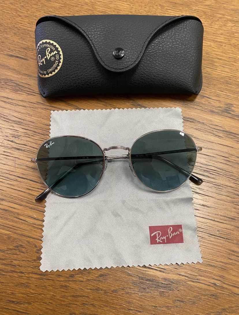 Ray-Ban David RB 3582 Sunglasses - Silver/Blue Gradient Grey