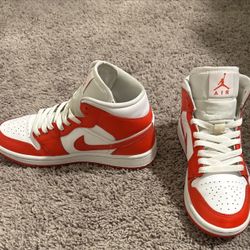 $20 Jordan 1 Mid “Habanero Red”, women size 7 used twice no box