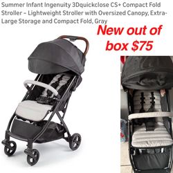 New out of box Summer Infant Ingenuity 3Dquickclose CS+ Compact Fold Stroller – Lightweight Stroller with Oversized Canopy, Extra-Large Storage and Co