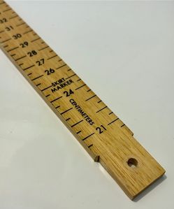 Seamstress’ Wood Dual-measurement Hardwood Skirt Hem Marker, Ruler Only