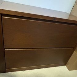 Set of 3 Brown Wood and Metal Lateral File Cabinets 