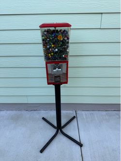 Vintage Marble Vending Machine On Stand Works Great w/ Glass Globe & Marbles