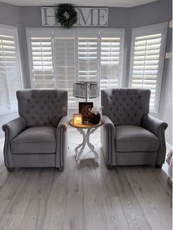 Gray Accent chairs with buttons