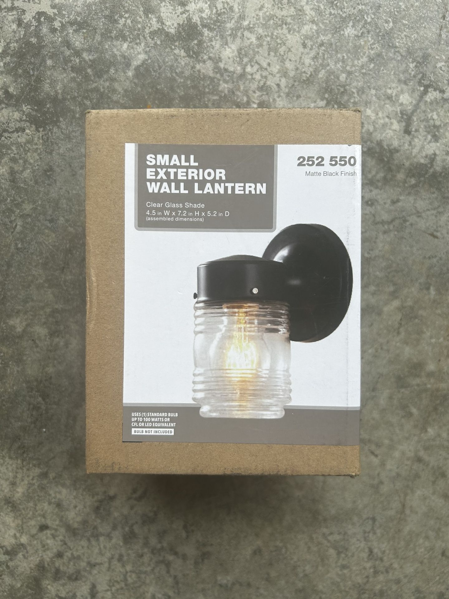 1-Light Black Outdoor Jelly Jar Wall Lantern Sconce