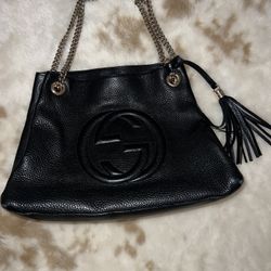 Gucci Pebbled Calfskin Medium Soho Chain Shoulder Bag