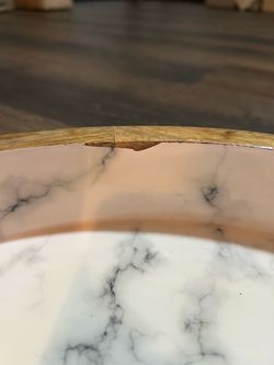 Marble Top Round Table with Wood Edge