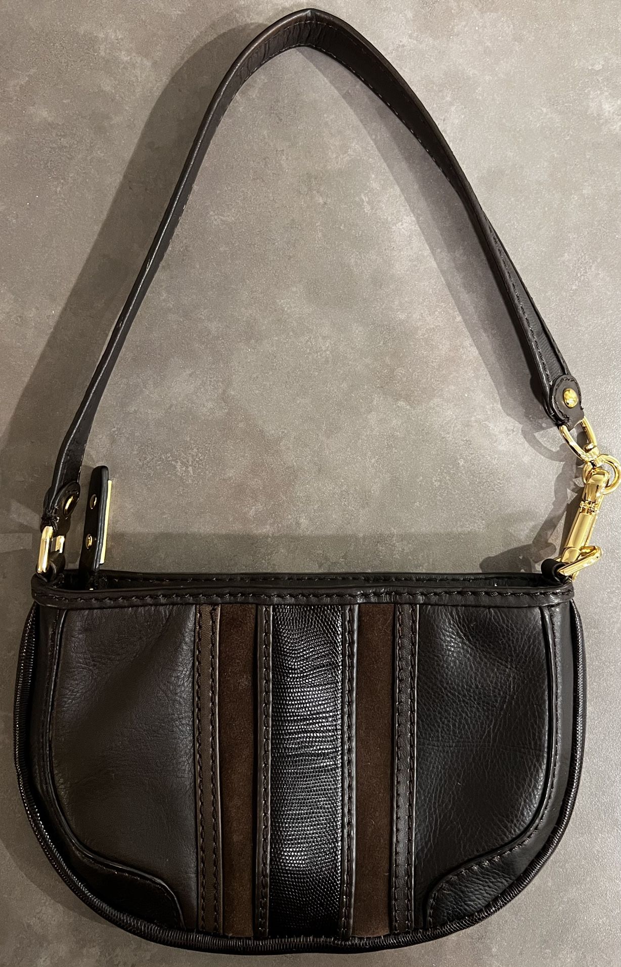 Michael Kors Y2K Small Brown Leather Shoulder Bag Mini Wristlet Gold Hardware Looks New