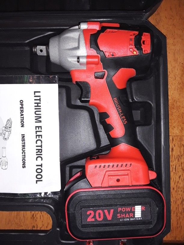 High Torque 1/2 Inch Brushless Impact Wrench Kit With Battery Charger And Hard Shell Case
