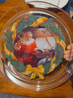 Coca-Cola Santa Claus Christmas Glass Plate
