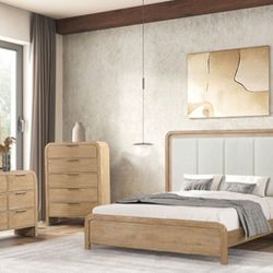 Brand New Natural Tone 4pc Queen Bedroom Set (Available In Eastern King)
