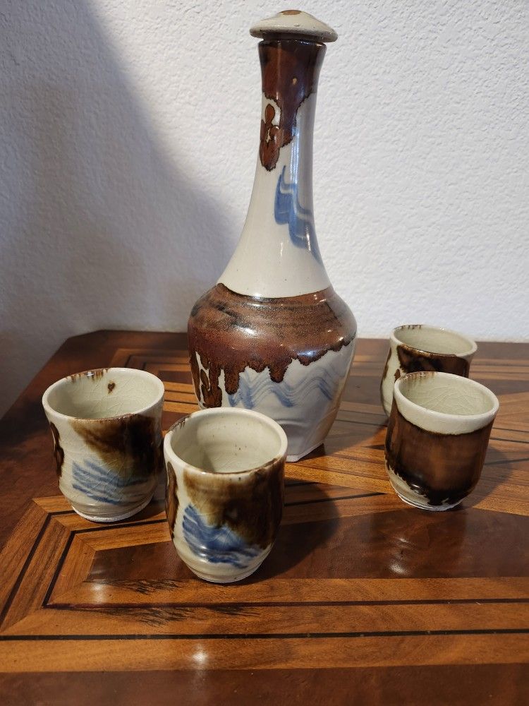 Vintage Stoneware Signed 6pc Set