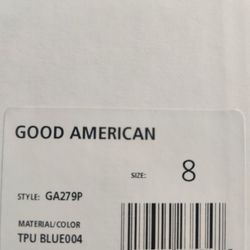 Good American Blue Cinderella Square Toe Lucite Wedge Shoes