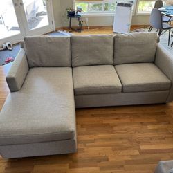 Sofa- Crate And Barrel Barrett II 91” Reversible Storage Chaise Lounge Sectional Sofa 