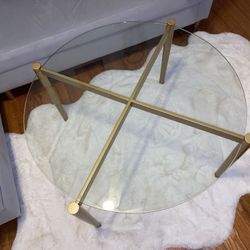 36" Like New Glass Brass Table 