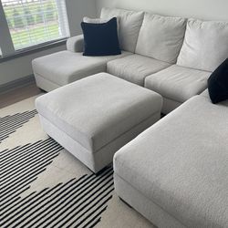 2 Pieces Sectional Sofa With Chaise And Ottoman 