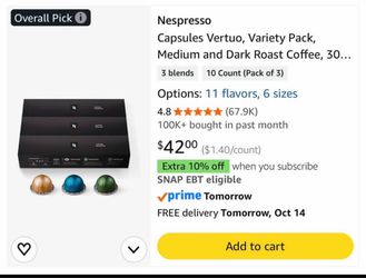 Nespresso Capsules Variety Pack  (3 sleeves per box)