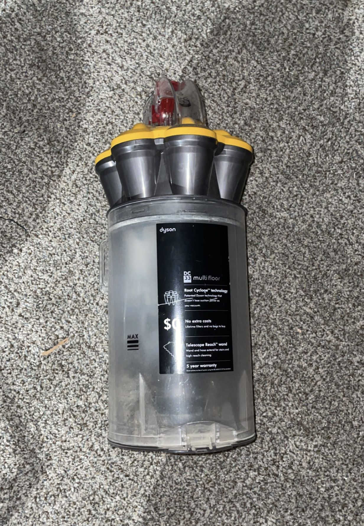 Dyson DC33 Vacuum Cleaner Parts - Cyclone and Canister Assembly - Yellow