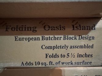 Folding Oasis Island Butcher Block Kitchen Island