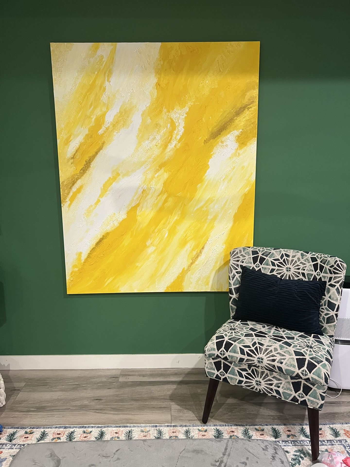 Large Modern Abstract Painting – Designer Look in Bold Yellow