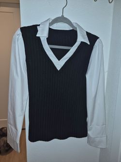 Sweater Vest White Shirt Combo Top💫👕