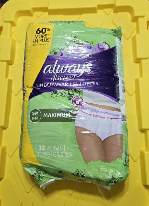 Always Discreet Adult Disposable Underwear (Depends) S/M 32 Count