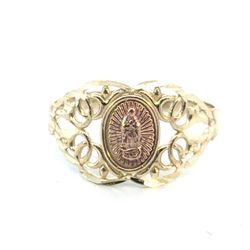 Woman’s Ladies 10k Two Toned Rose Yellow Gold Filigree Virgin Mary Band Ring Size 7.5 GP3130729