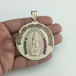 10kt Real Gold Virgin Mary Guadalupe Pendant 