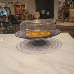 Glass cake stand with dome