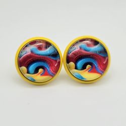 Yellow Swirl Stud Earrings 