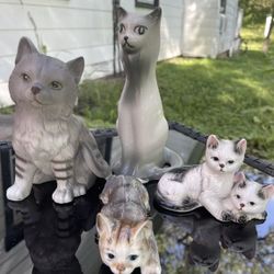 Vintage Miniature lot of 4 Kittens/Cats. Porcelain/Bone.