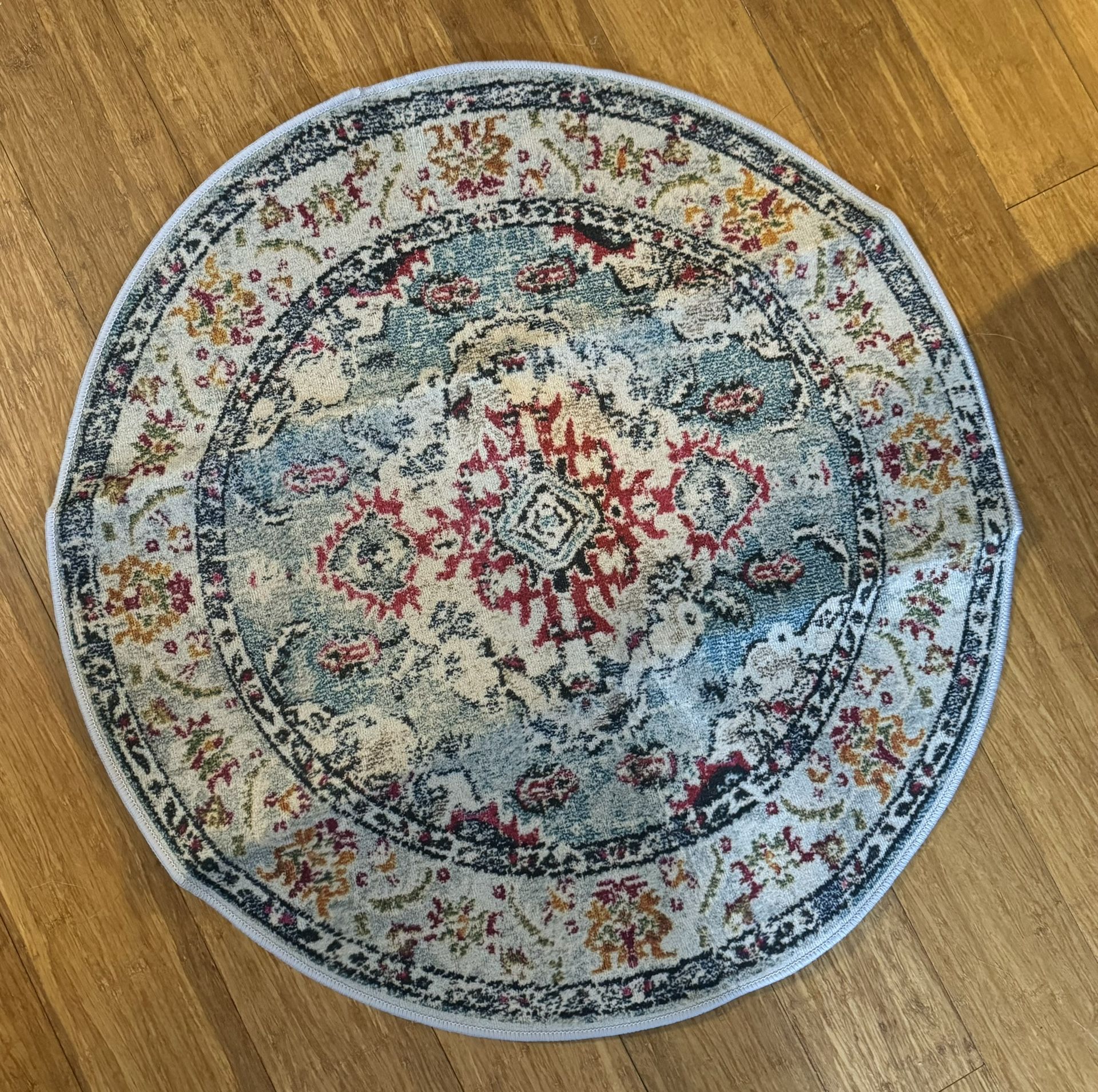 Boho Chic Vintage Round Rug - 80cm, Non-Slip Crystal Velvet, Machine Washable Polyester, Perfect For Living Room, Bedroom, And Sunrooms With Hardwood