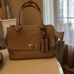 Original Coach Satchel Leather Handbag beige