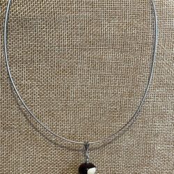 GLO Vintage 925 Italy Sterling Silver Choker Necklace With Glass Red Pendant