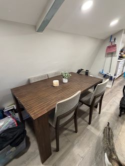 Dark Wood Dining Table with 6 Chairs