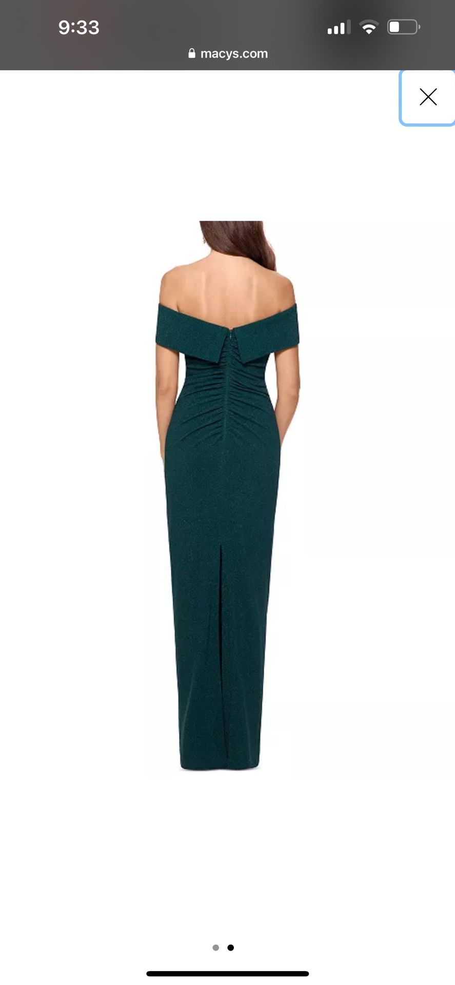 XSCAPE's off-the-shoulder gown