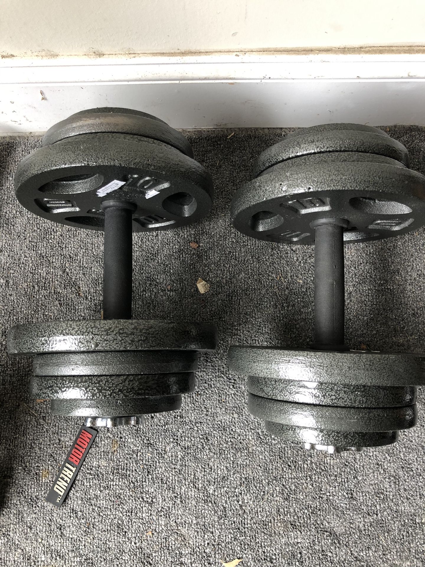 2 50 lbs dumbbells