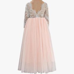 Lace Back A-Line Straight Tutu Tulle Party Flower Girl Dress 