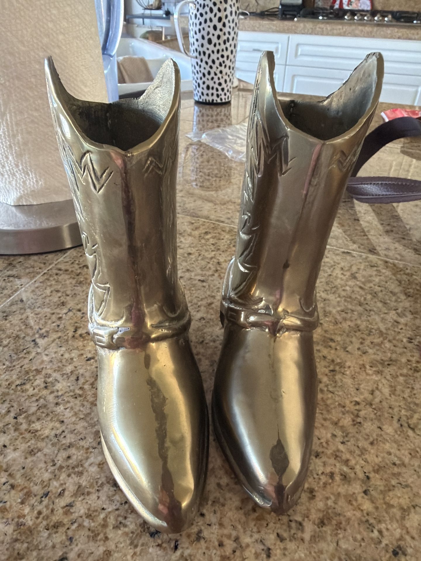 Vintage Solid Brass Cowboy Boot Décor – Matching Pair
