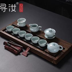 Elegant Ru Ware Style Celadon Gongfu Tea Set, Inspired by Song Dynasty Craftsmanship