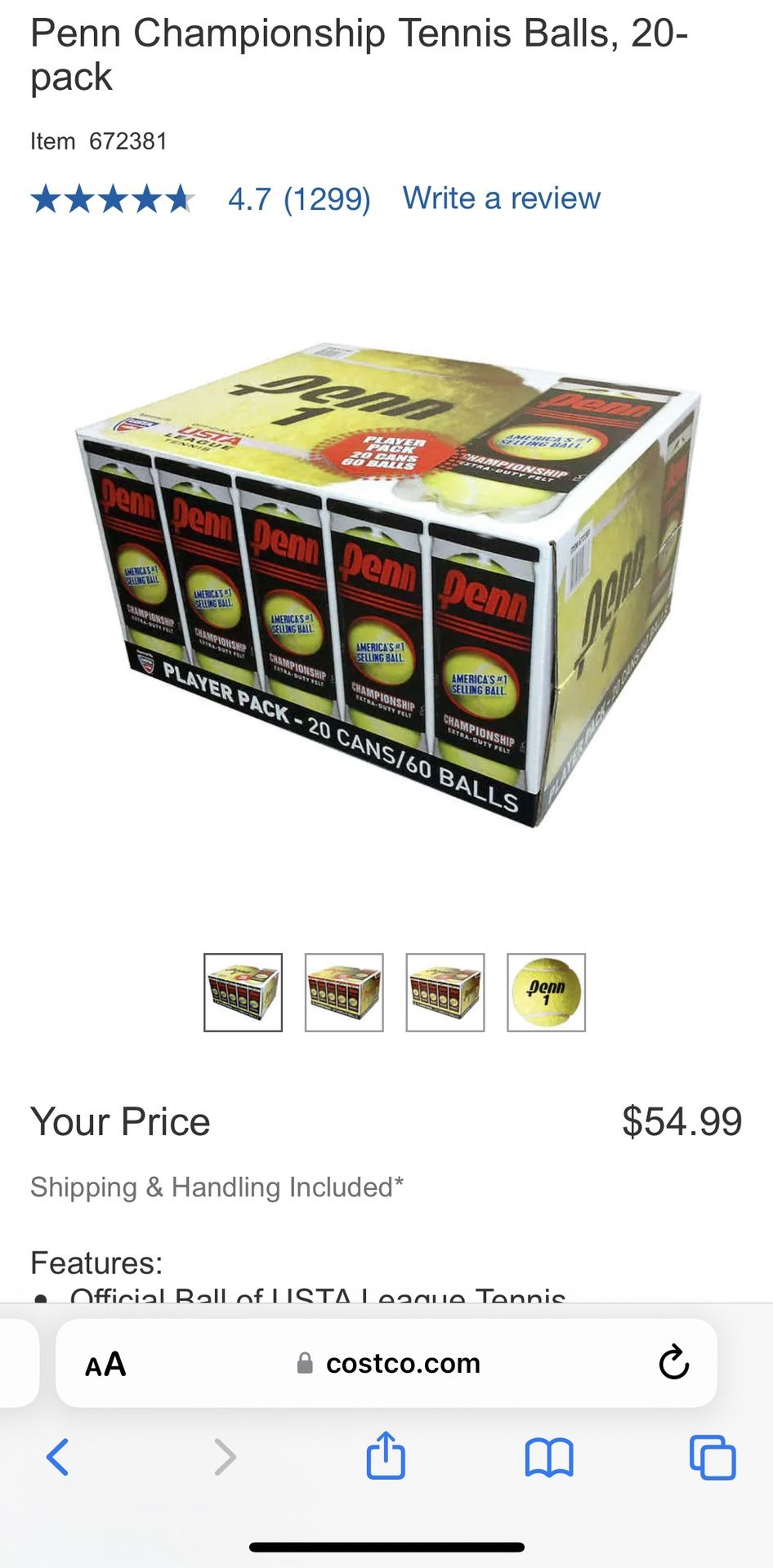 Penn Championship Tennis Balls, 20-pack