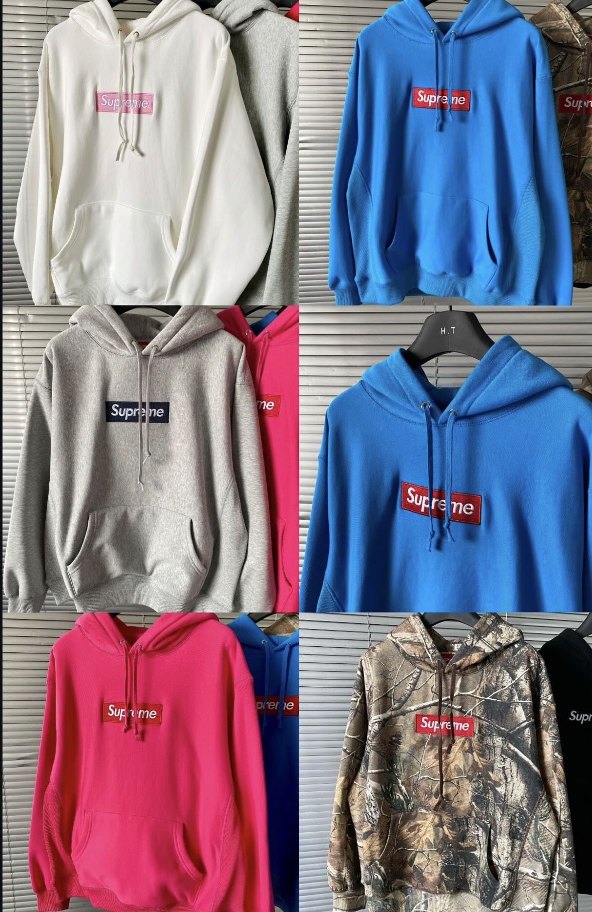 Supreme Box Logo Cotton Fleece Hoodies Men's Pullover Multiple Colors