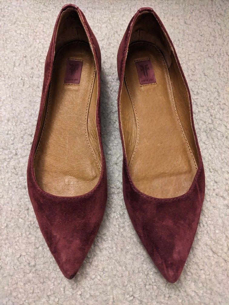 Burgundy Suede Flats